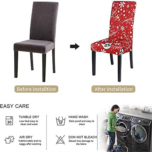 Vista 33 de SearchI - Fundas de silla para comedor, fundas de asiento elásticas, protectores de funda para sillas, funda lavable para sillas sin reposabrazos
