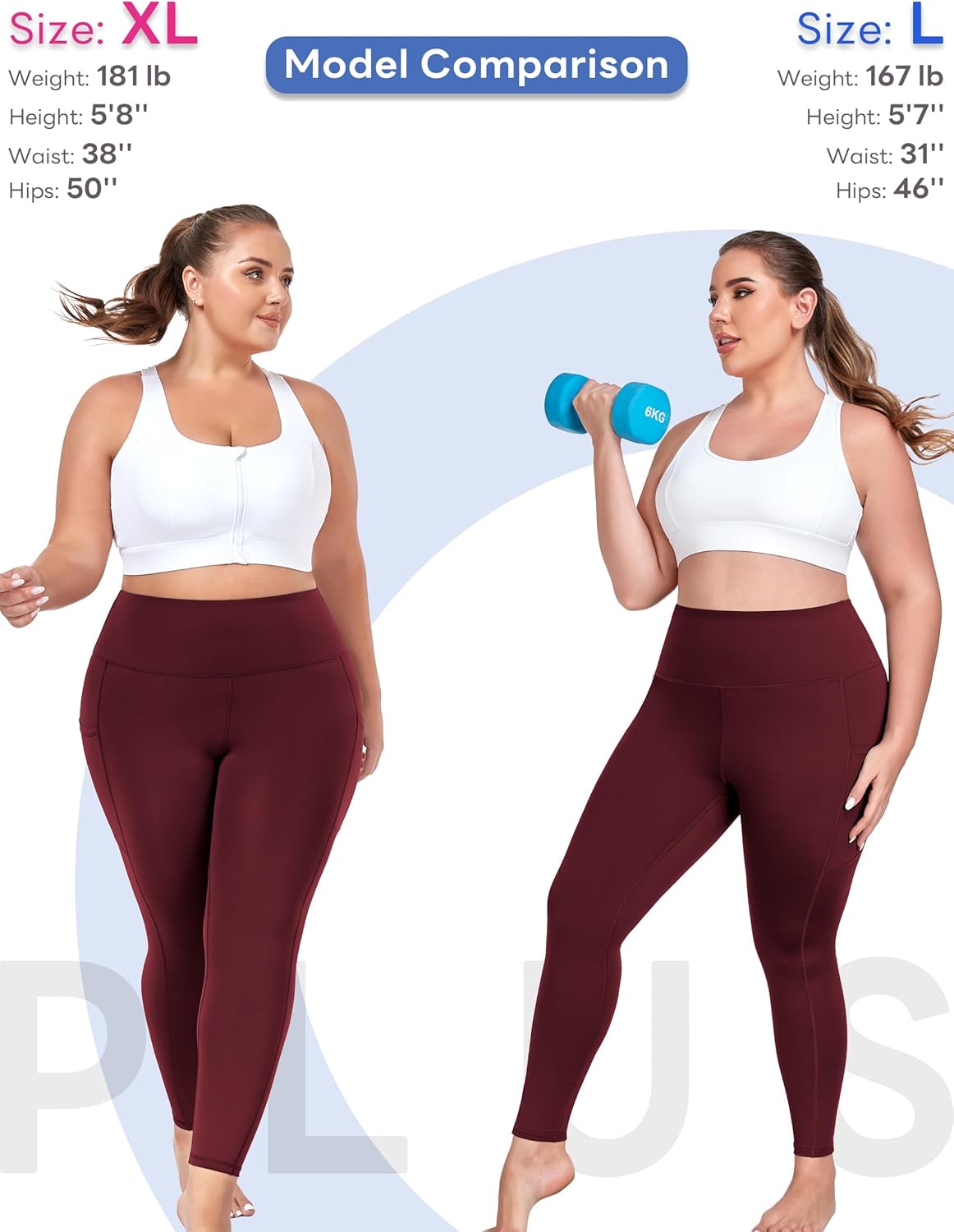 Plus Size Yoga Pants with Pockets, L-6XL Soft Stretch Leggings High Waisted, Tummy Control Thick Workout Leggings 25" - Image 4