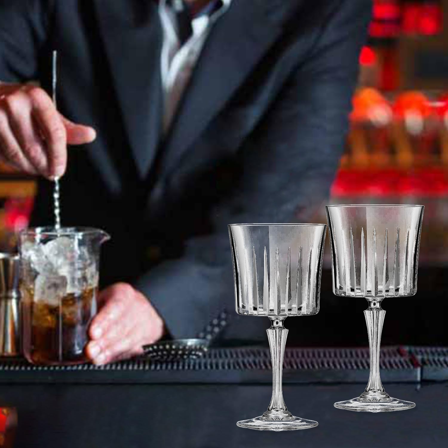 RCR Cristalleria Italiana RCR Lot de 4 verres à pied TIMELESS COCKTAIL, 100% Made in Italy, Capacité 50 cl