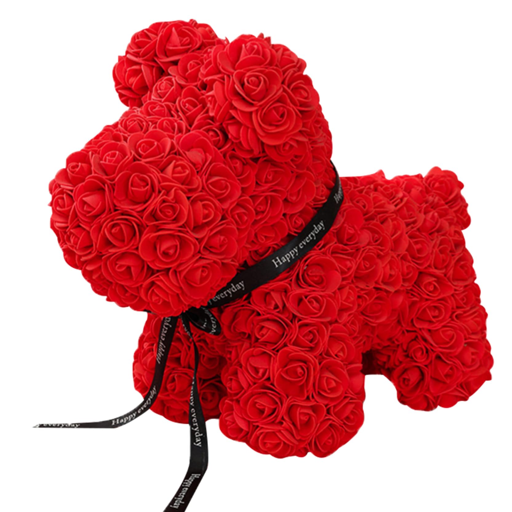 Chien Rose Mignon Fleur Artificielle Romantique Décor de la Saint-Valentin