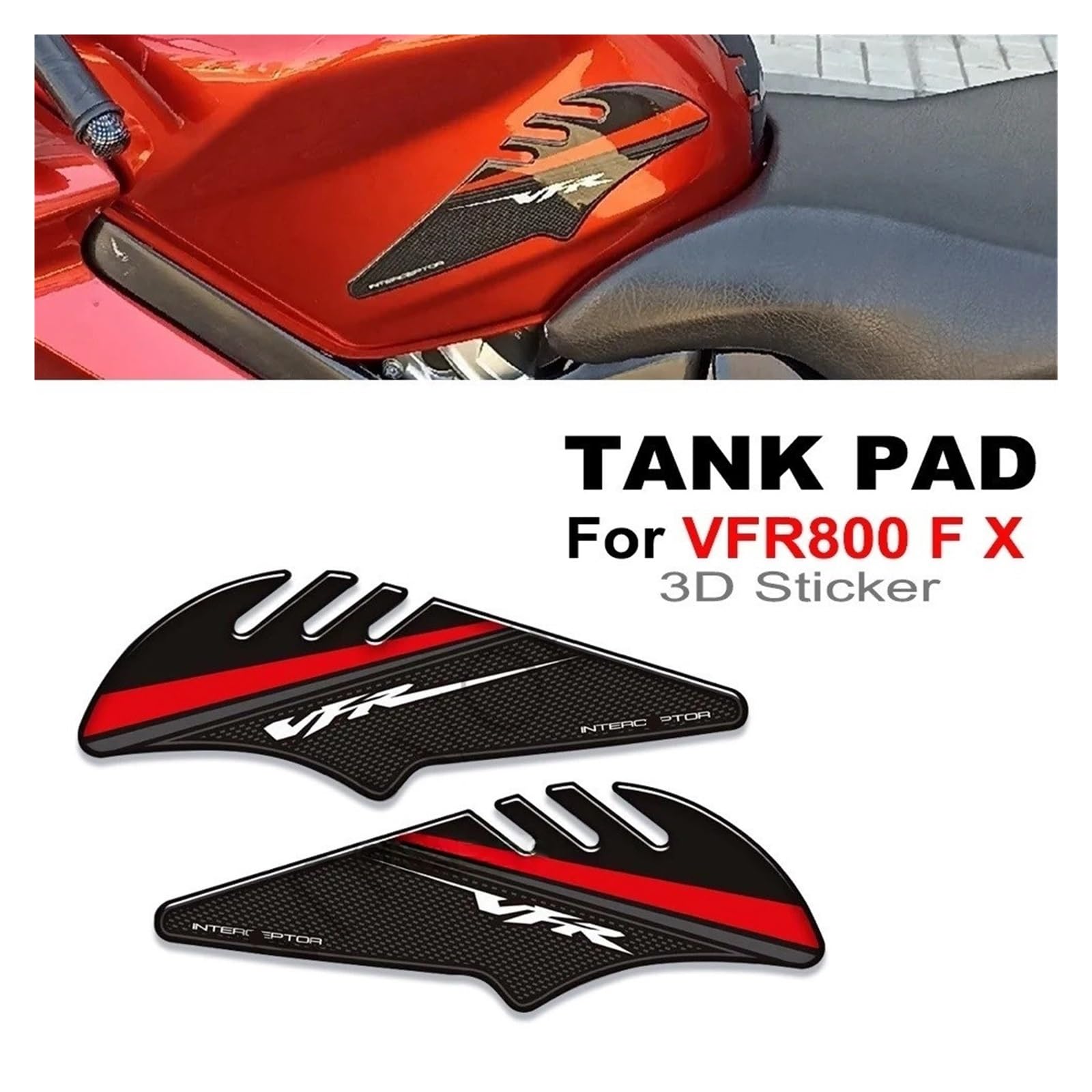 Autocollants Protection Réservoir pour H&Onda VFR 800 FX, Kit Protection Réservoir D'huile Et Carburant, Protection Carénage en Forme D'arête Poisson Moto Autocollant réservoir latéral