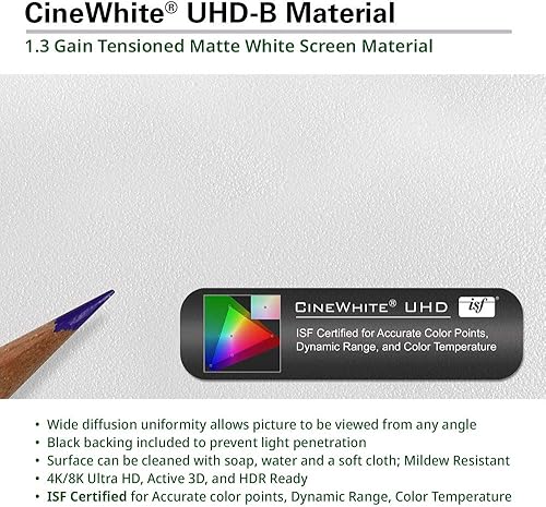 Miniatura 9 de Elite Screens Pantalla de proyector de marco fijo de 120" 169, 4K8K UHD CineWhite UHD-B, certificado ISF, compatible con USTCortoEstándar, SB120WH2