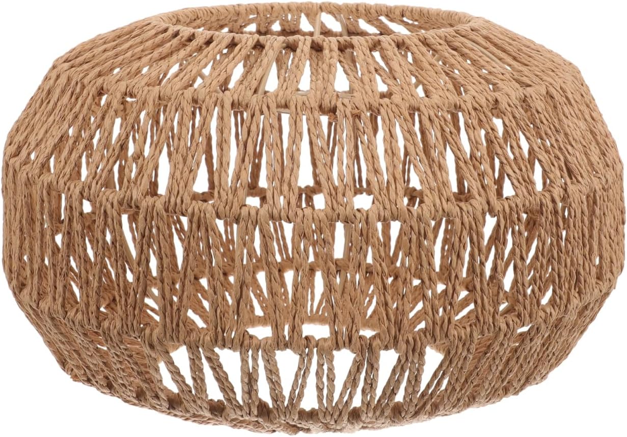 BESPORTBLE Wicker Hanging Light Rustic Farmhouse Ceiling Light Cover Braided Vintage Lampshade for Restaurant