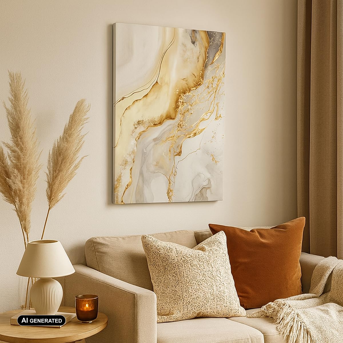 Cuadro sobre Lienzo 50x70 cm Moderno Vertical Abstracto Pastel - 5730