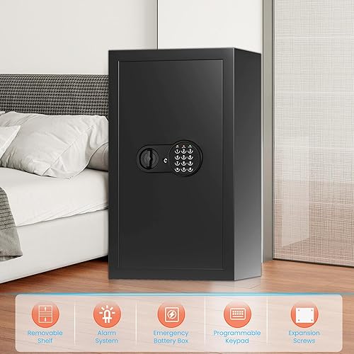 Miniatura 9 de Caja de seguridad ignífuga de 27.56 pulgadas de alto, 6 CUFT caja fuerte para el hogar con bolsa impermeable ignífuga y teclado digital, cajas