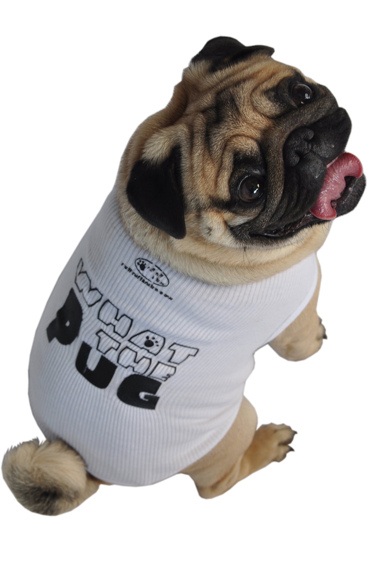Ruff Ruff and MeowDog Tank Top, What the Pug?, White, Medium