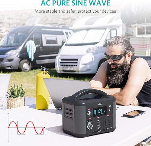 Miniatura 5 de Estación de energía portátil de 300 Wh, generador solar con salida de CA de 110 V 300 W, PD de carga rápida de 60 W, carga hasta 8 dispositivos,