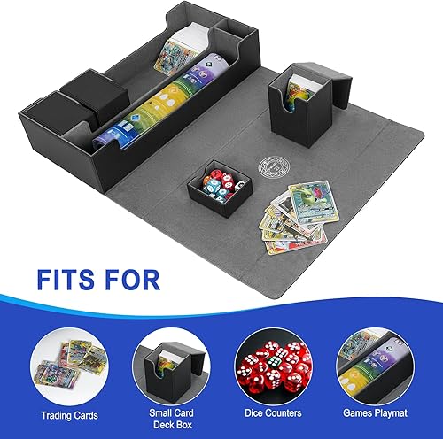 Miniatura 2 de Caja de cartas extra grande, caja de almacenamiento para juegos de cartas de alta calidad, se adapta a 5 mazos con funda de alfombrilla y