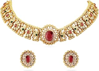 Rubans Choker Necklace Set Gold Plated Traditional Jewellery Gift for Women & Girls Price In India