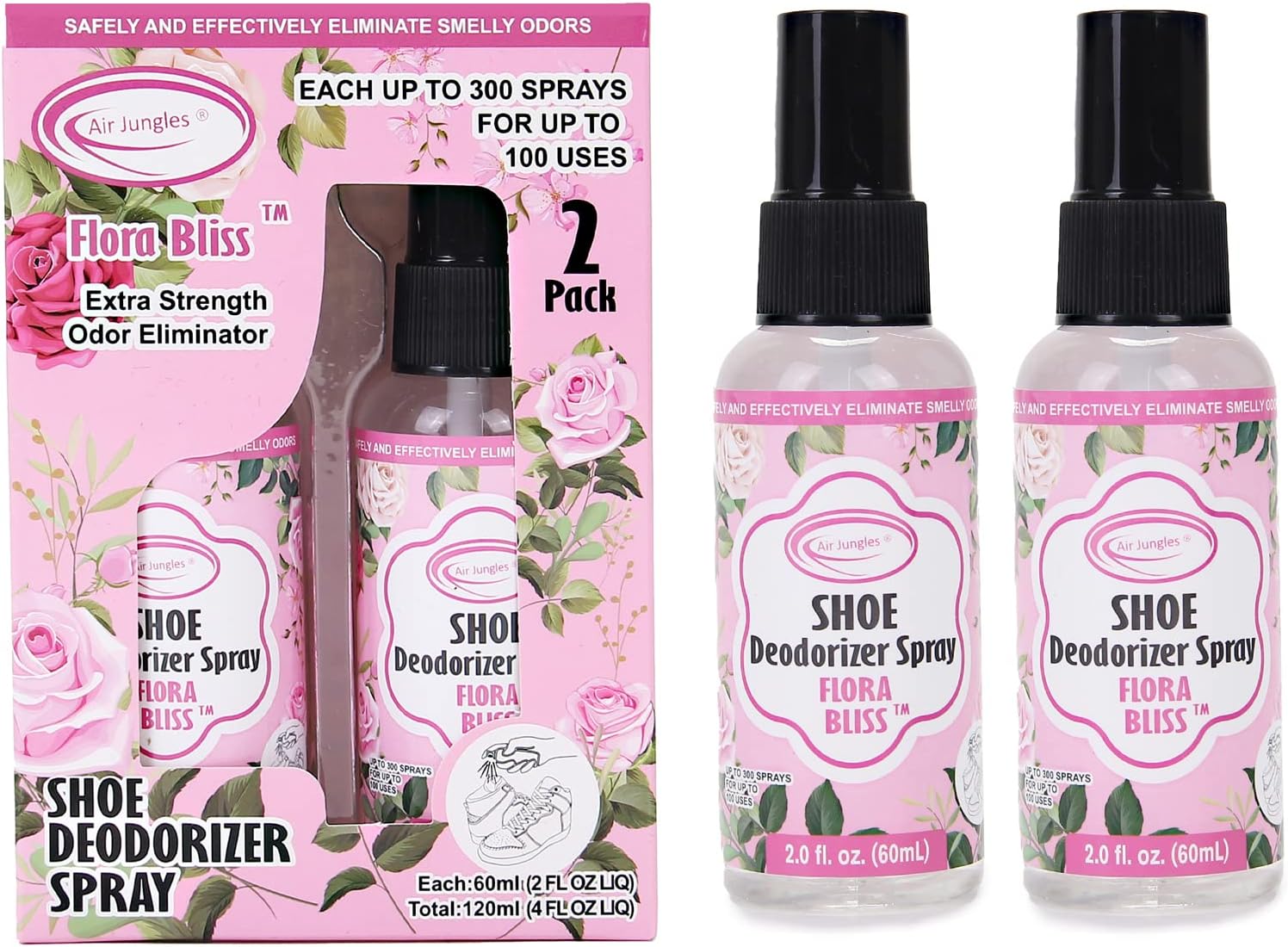 Air Jungles Shoe Deodorizer Spray, Shoe Odor Eliminator