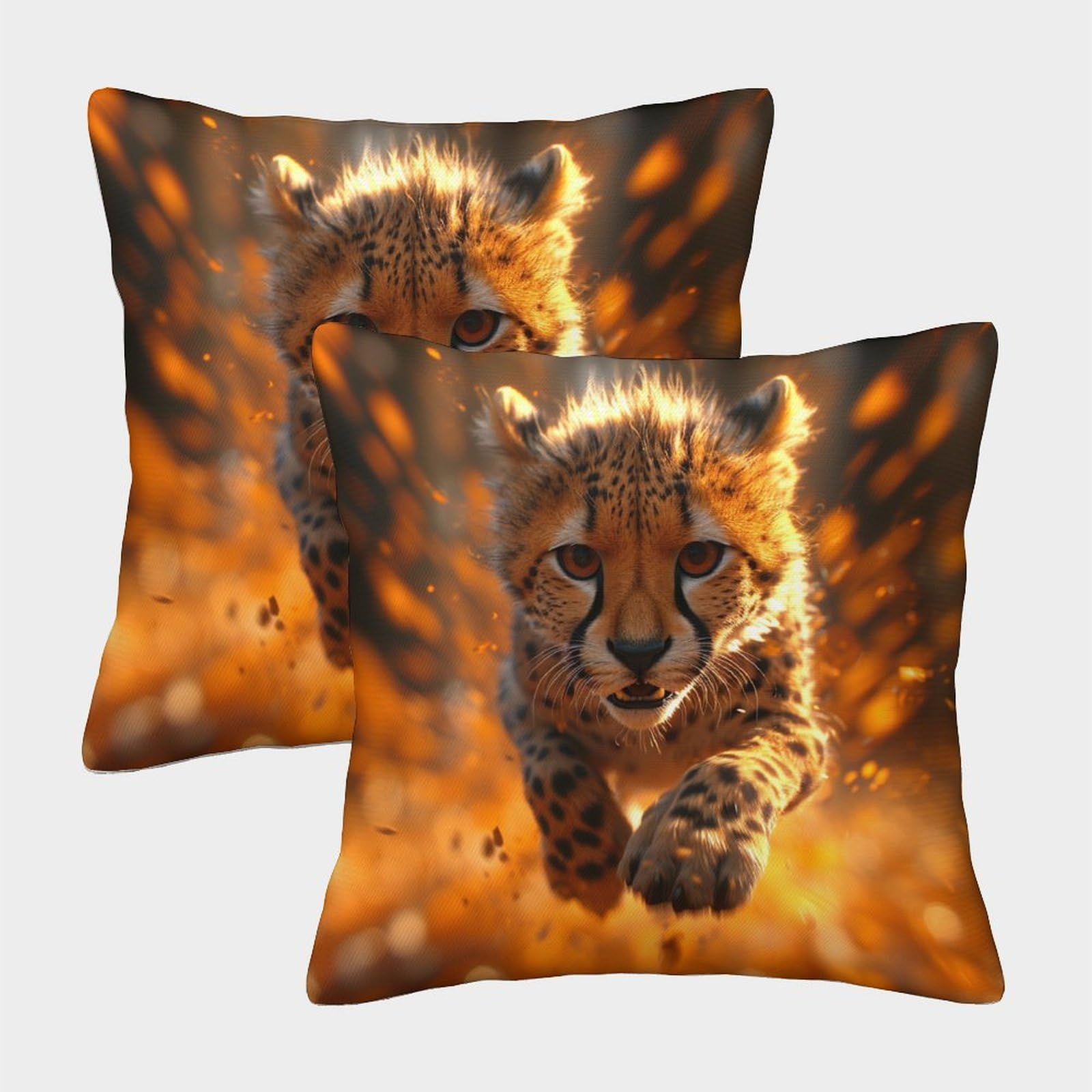 kaiyun 2 Pack Cheetah Pillow Case Home Decoration Sofa Cushion Cover 40x40cm