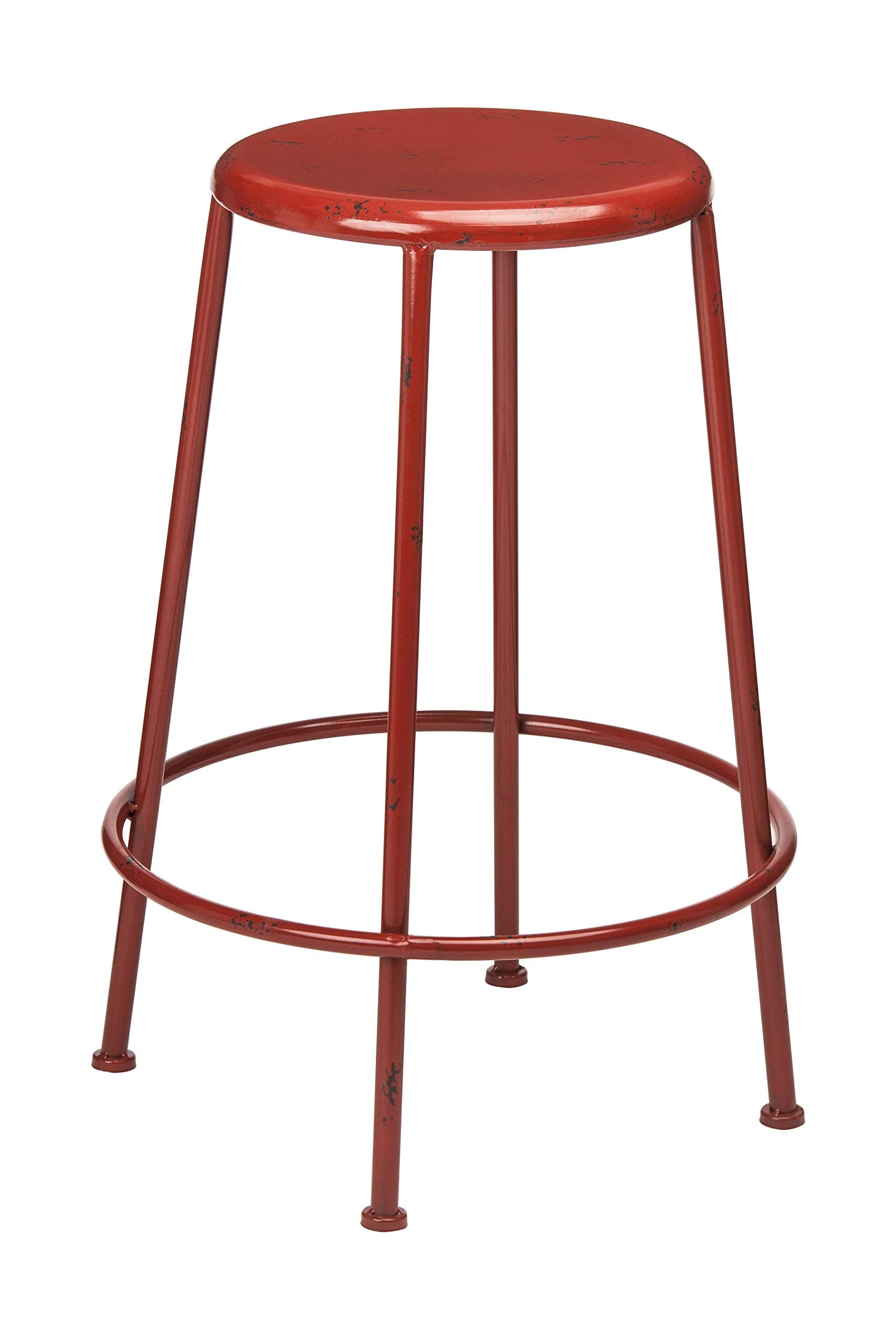 Artisan Red Metal Stool - Red