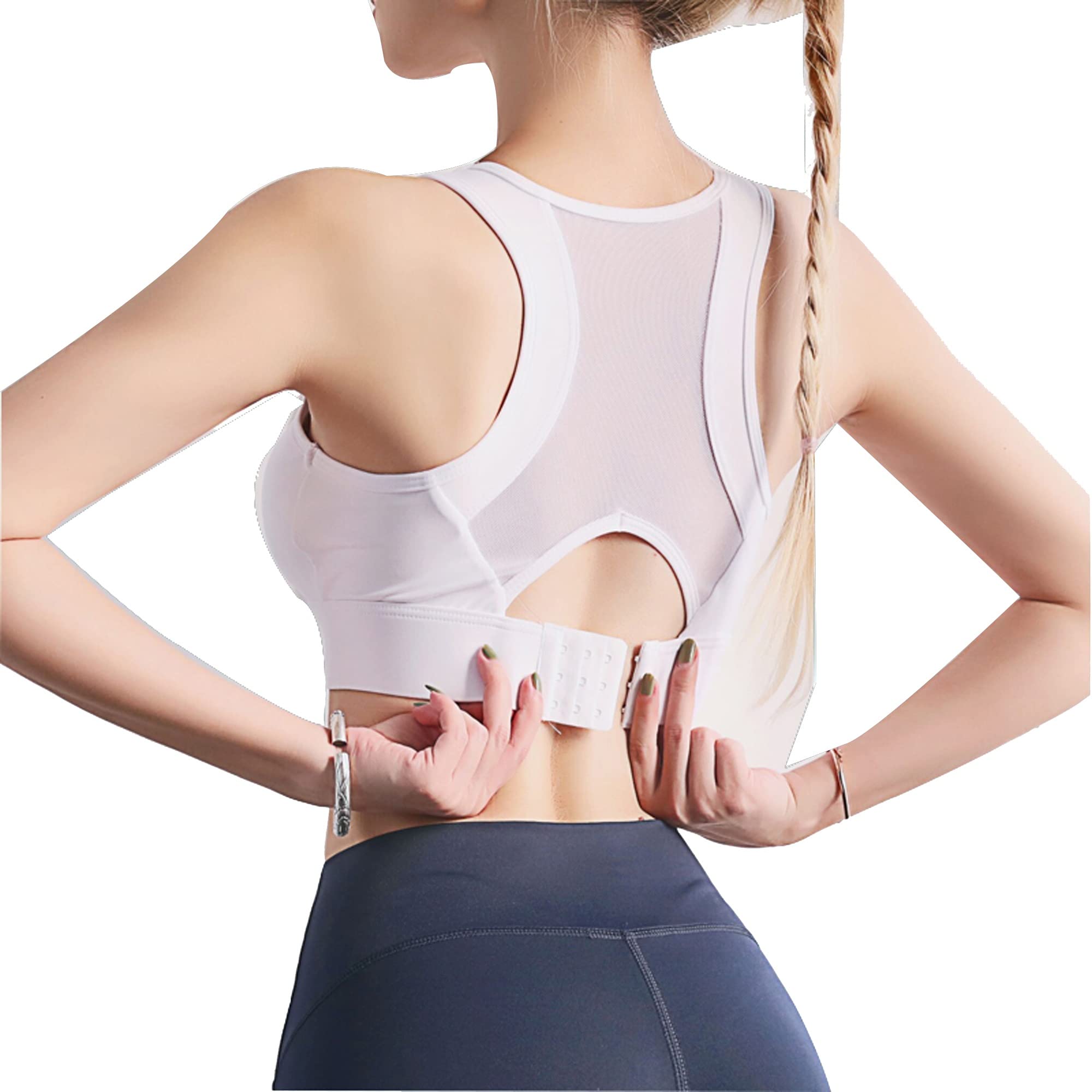 Sujetador deportivo de alto impacto para mujer con control de rebote en color blanco talla M 8