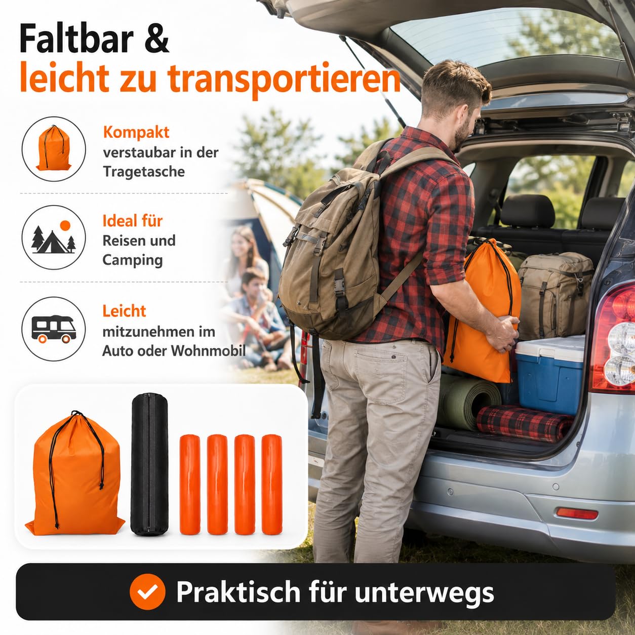 Wohnwagen Vorzelt Zubehör Luftpolster Aufblasbar 240 cm Schwarz,Andruckstange Vorzelt Polster mit Transparentem Innenschlauch, für Aufblasbares Zelt Camping Wohnmobil Vorzelt,2 Set