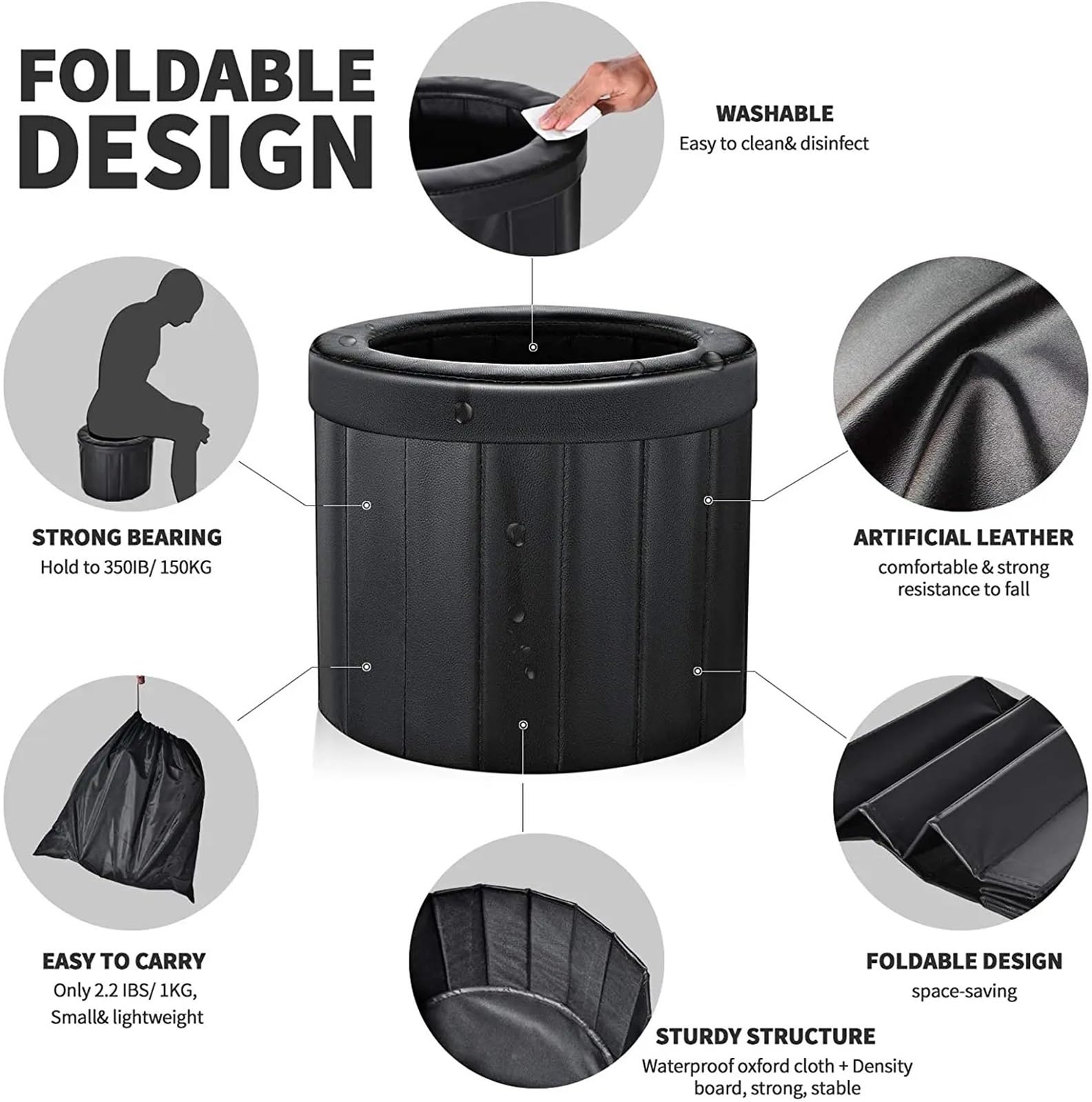 Baño Portátil, Asiento Plegable para Inodoro Acampar Al Aire Libre | Cómoda Portátil, Orinal Porta, Viajes