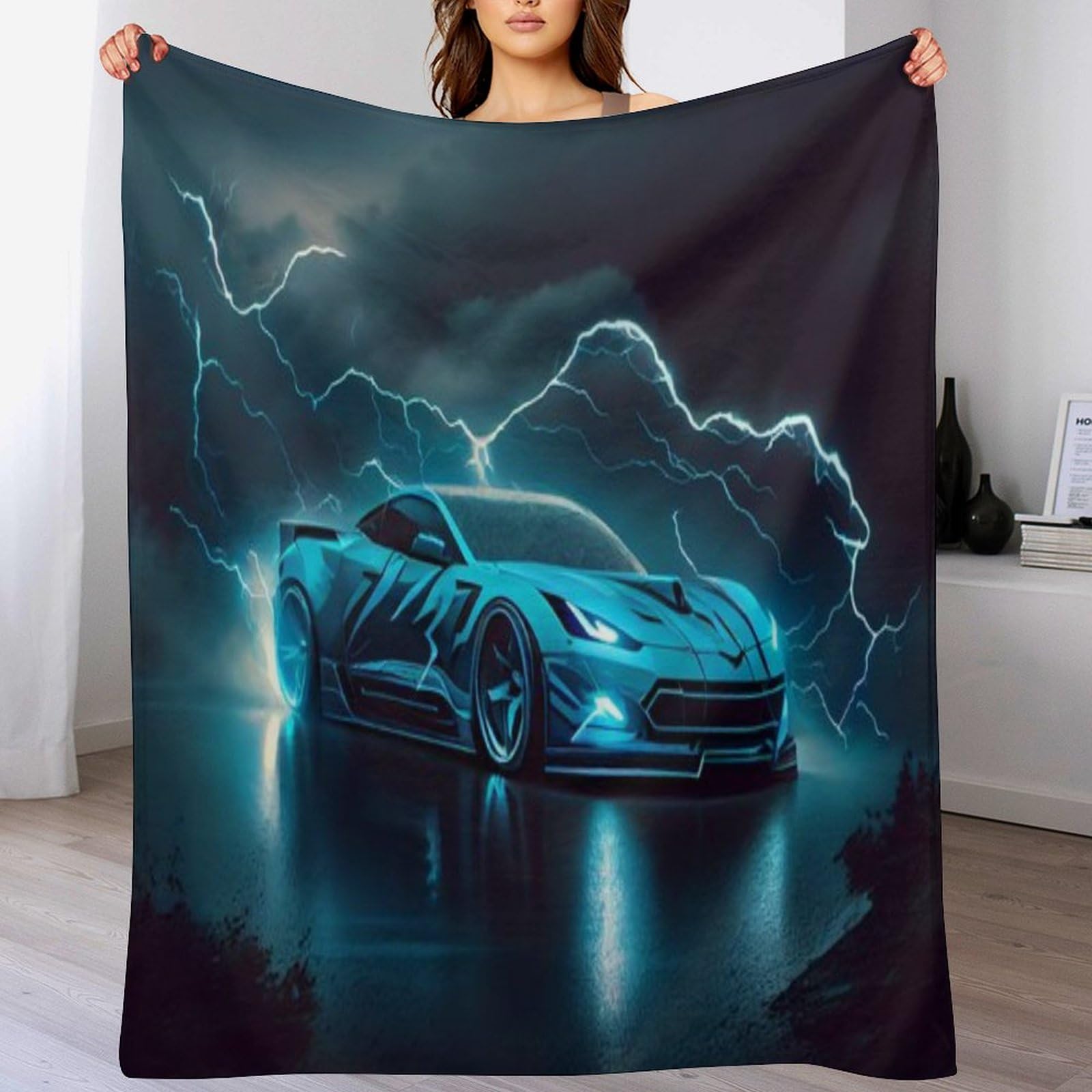 Couverture polaire voiture de course plaid flanelle canapé enfant 100x130 cm