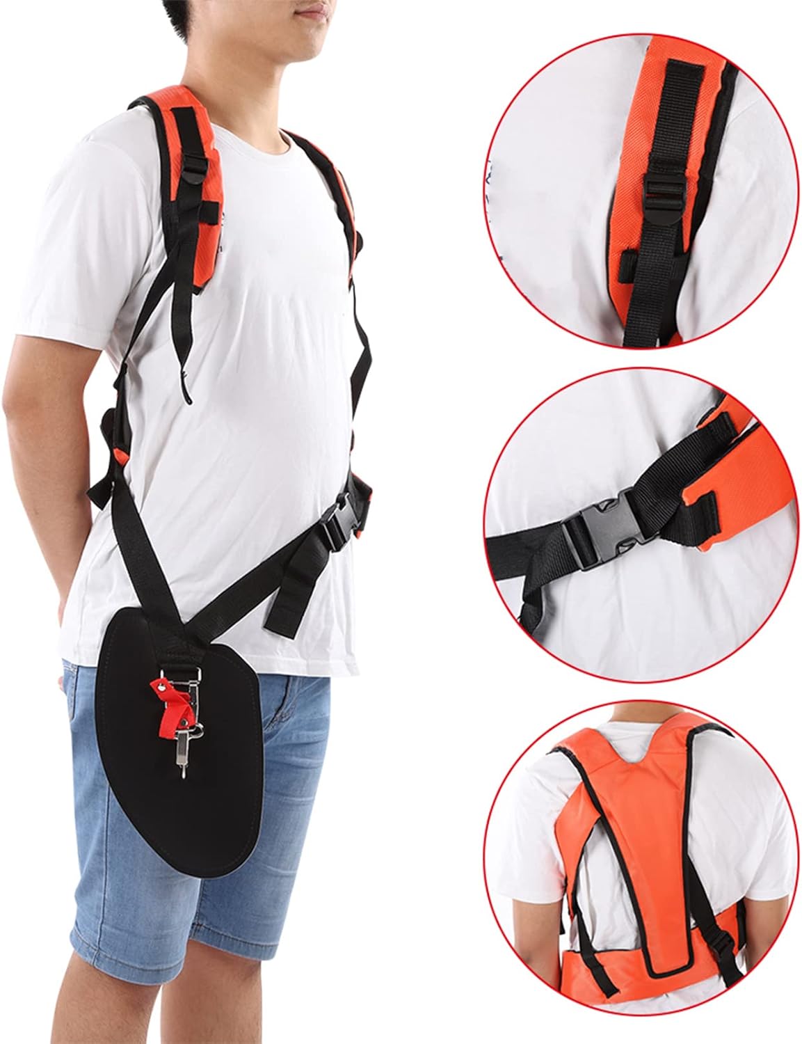 Respicefinem Universal Trimmer Double Shoulder Strap Mower Nylon Y Shaped Belt Trimmer Shoulder Strap for Trimmers Brushcutters Strimmer Harness Garden Brush Cutter Lawn Mower Nylo