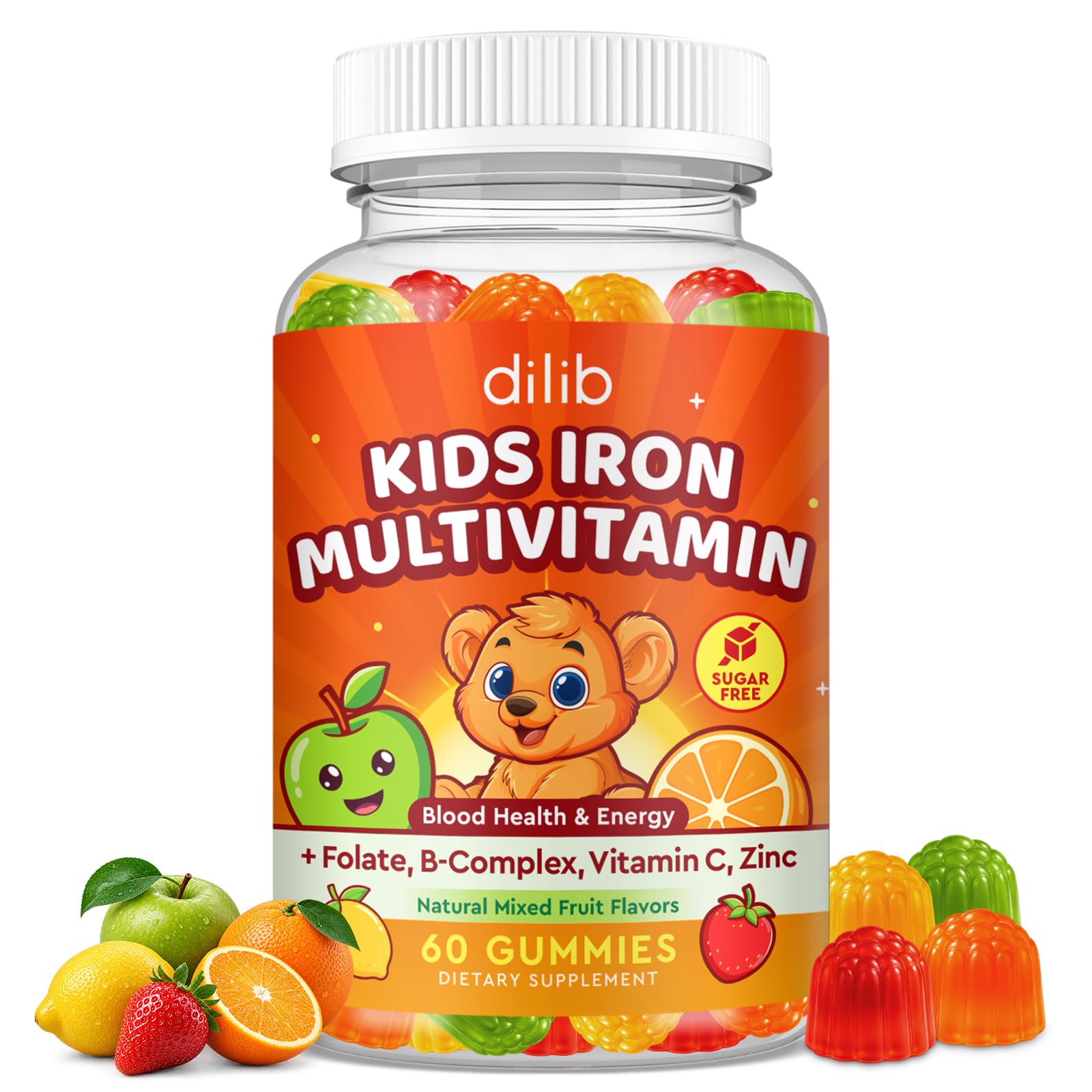Iron Supplement Gummies for Kids, Kids Multivitamin with Iron Gummies - Zinc, Vitamin B Complex, A, C, D3, B12, Folate for Blood Builder & Energy Support, Iron Deficiency, Vegan Strawberry 60 Gummies — Amazon image 13