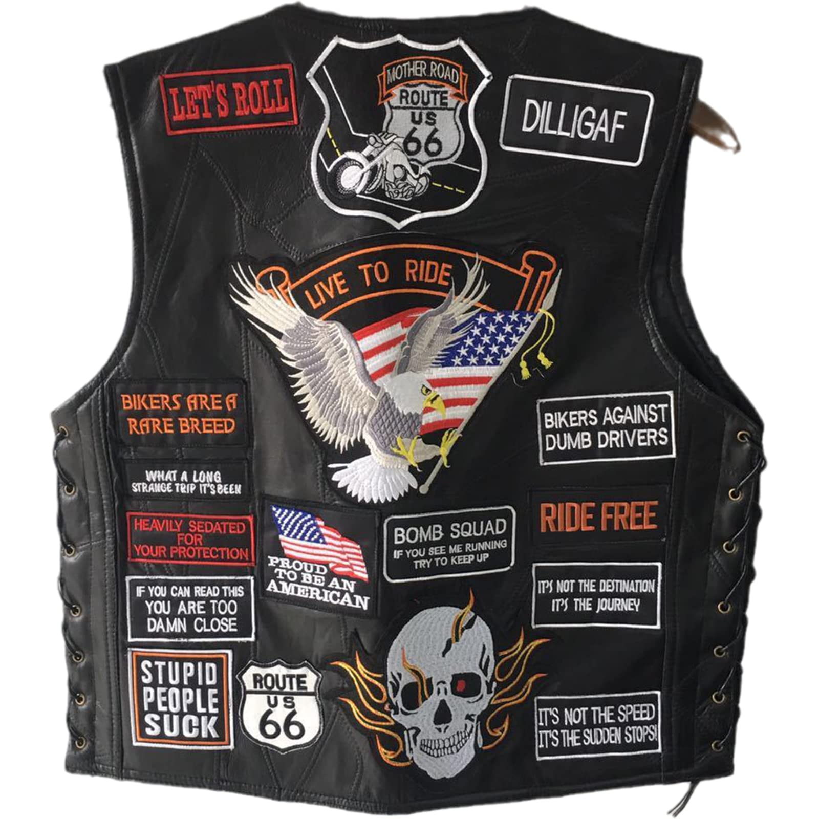 Chaleco de Cuero de la Motocicleta de los Hombres, Bandera Americana, águila, Bordada, Chaleco de PU