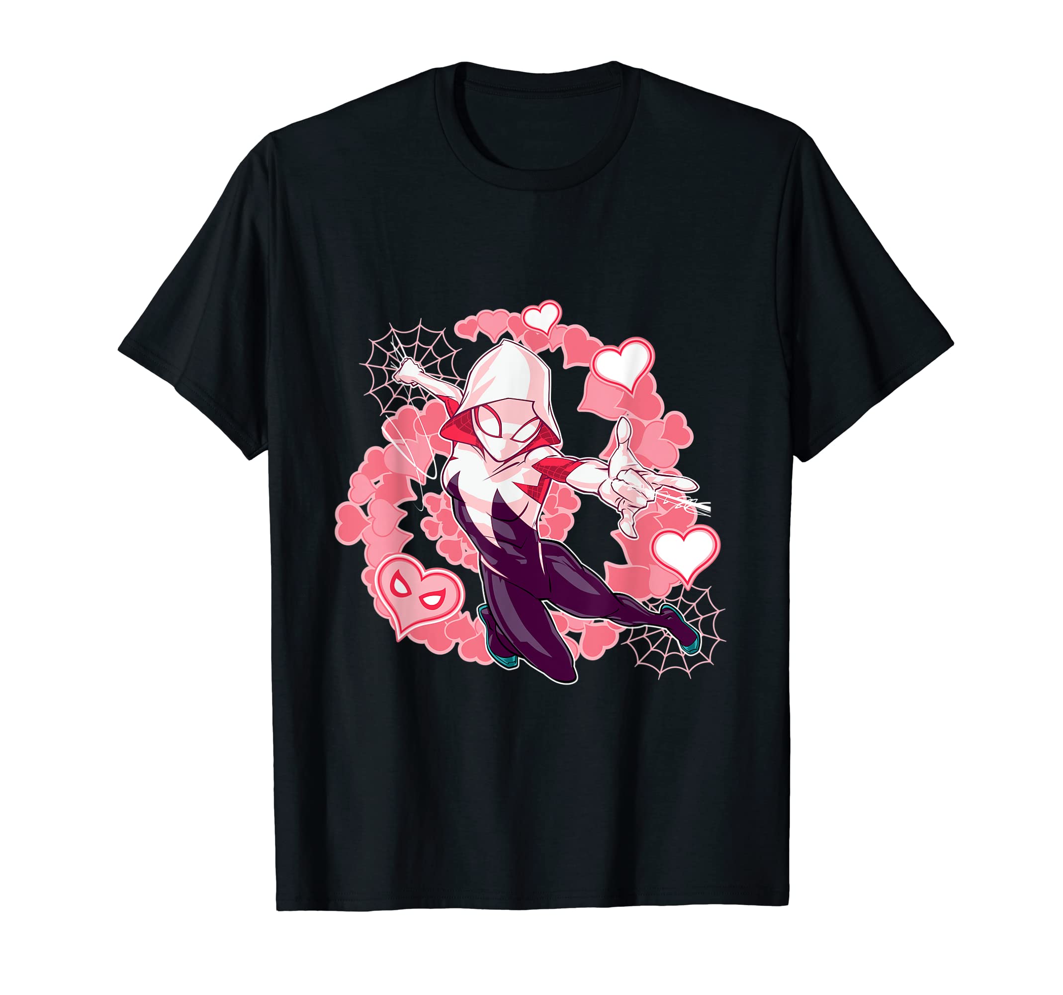 MarvelSpider-Man Into the Spider-Verse Gwen Stacy Hearts T-ShirtOEKO-TEX STANDARD 100