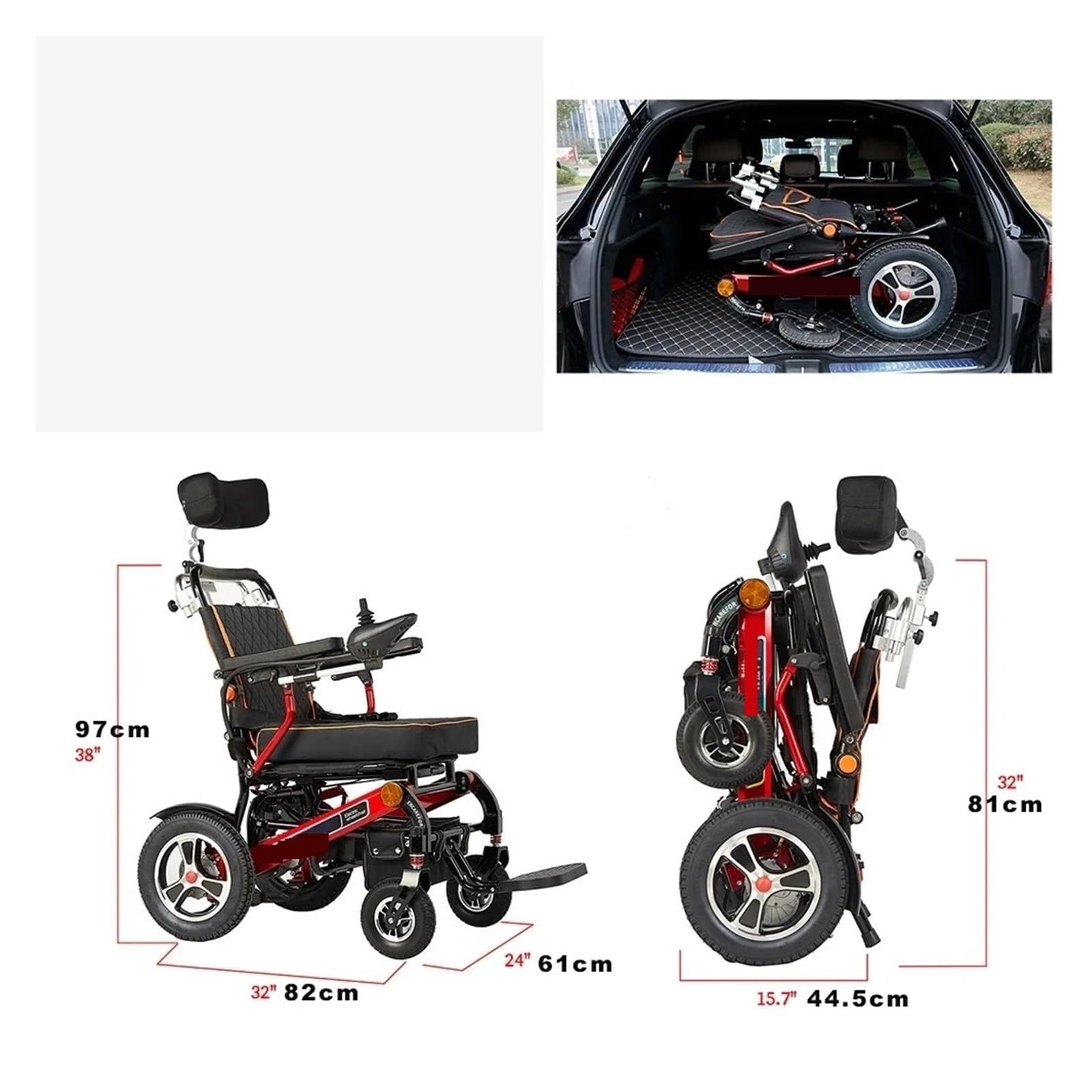 Silla De Ruedas Eléctrica Doble Batería, Plegable Ligera, Transporte Portátil Movilidad Cómoda Fluida