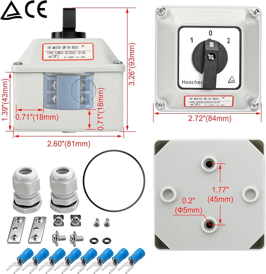 Heschen Universal Rotary Cam Selector Changeover Switch, SZW26-20
