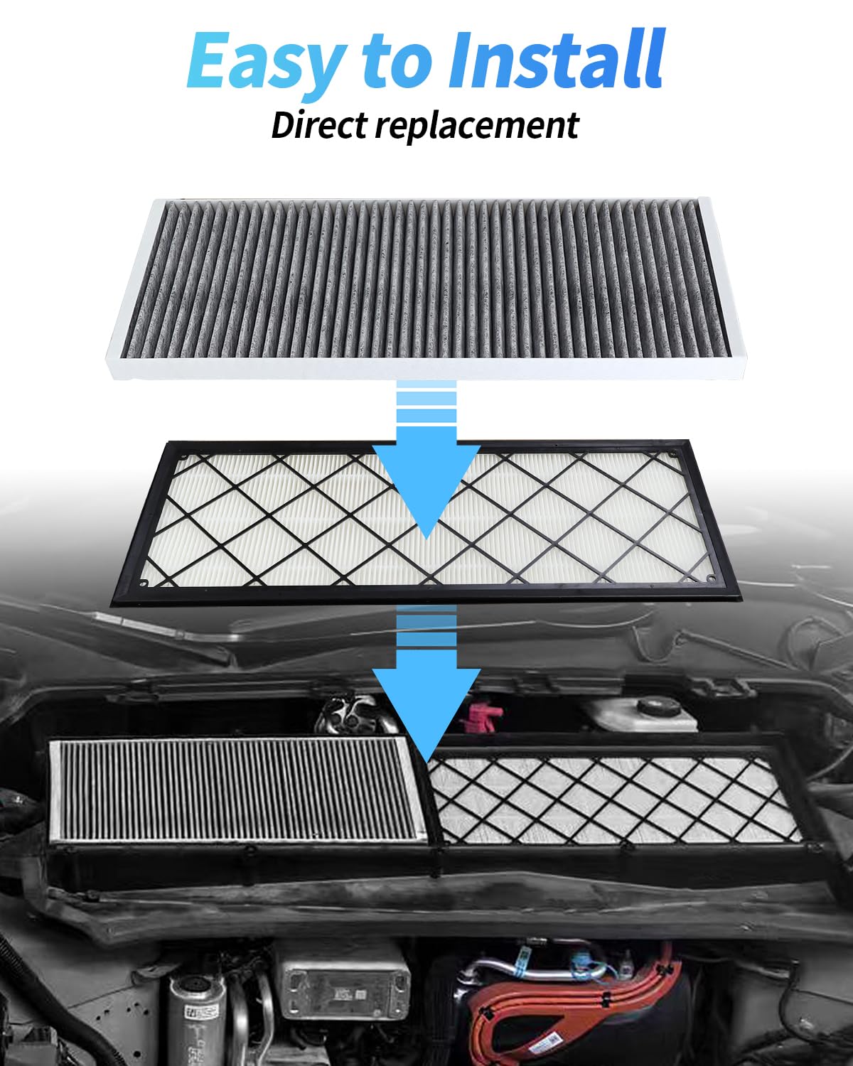 Aktywowany kabinowy filtr powietrza HEPA N98 do modelu 3/y, zaktualizowany filtr powietrza z zapasowym węglem aktywnym, kompatybilny z Tesla Model 3 i Model Y (model Y wkład zewnętrzny (4 sztuki) (OE