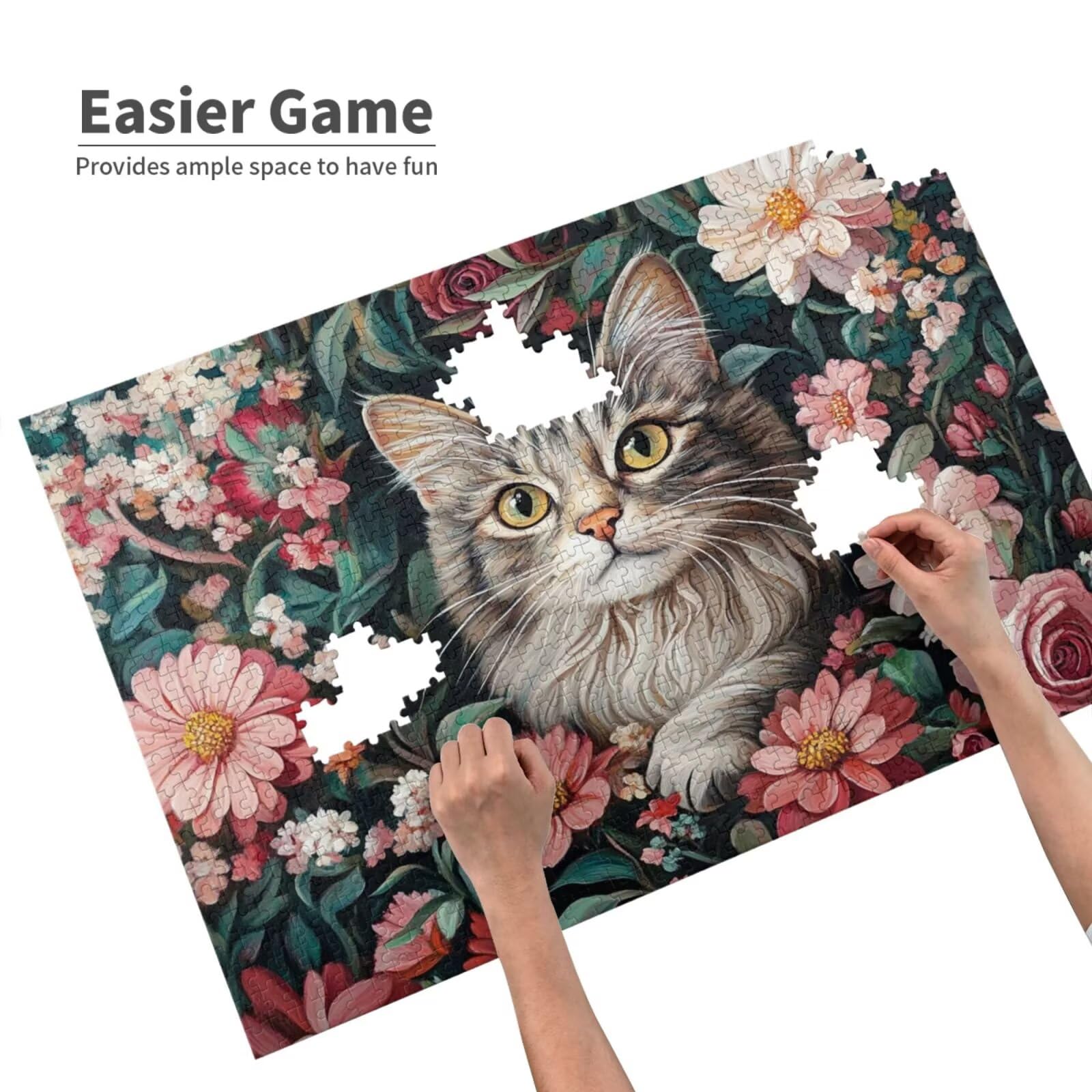 Puzzle kot, 6000 elementów, puzzle kwiatowe dla dorosłych, z pudełkiem na prezent, "zrób to sam", duże drewniane puzzle dla dorosłych, gra zręcznościowa dla całej rodziny, prezenty dla kobiet, 105 x