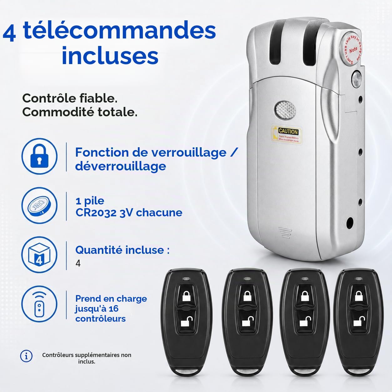 WAFU Serrure électronique sans fil Smart Lock Serrure électronique invisible sans clé avec télécommande Home Smart Remote Control Door Lock