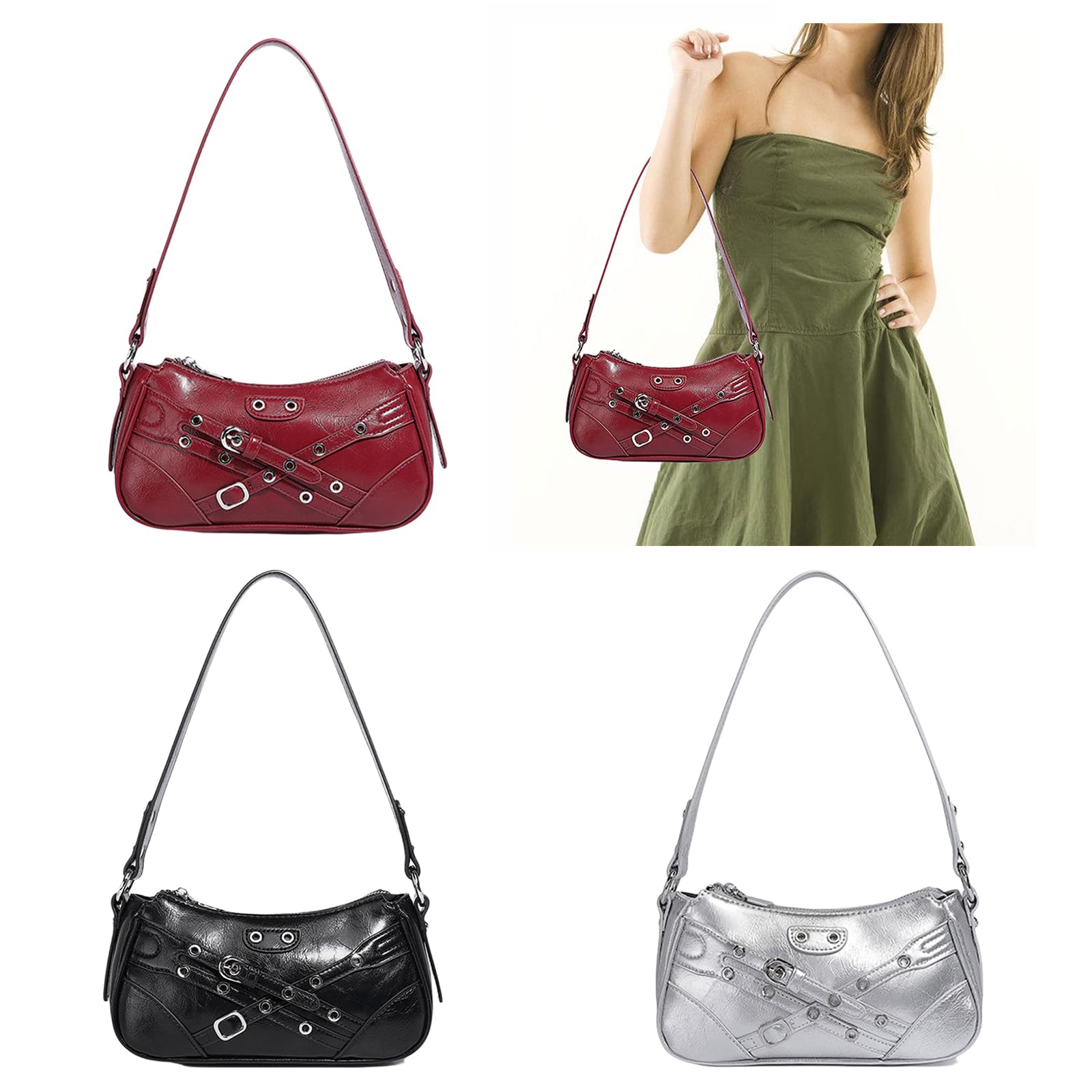 Bolso de hombro para mujer, de piel sintética, a juego, para axilas, otoño, invierno, axilas, compras, para uso diario, para mujer, bolso de mano de piel sintética a juego para viajes