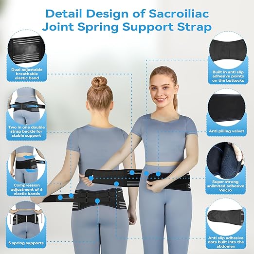 Faja Sacroilíaca Ajustable y Transpirable para Dolor de Cadera - Negro Talla L miniatura 10