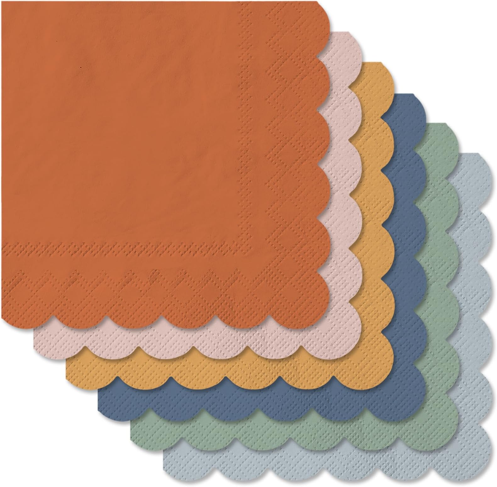 Whaline 120Pcs Pastel Scalloped Cocktail Napkin 5 Inch 6