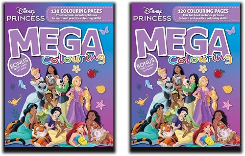 Butterfly Disney Princess Mega 120 Pages Colouring 2 Books Set