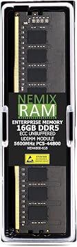 16GB 1X16GB DDR5 5600MHz PC5-44800 1Rx8 1.1V CL46 288-PIN ECC Unbuffered UDIMM NEMIX RAM Compatible with Dell PowerEdge T360 Tower Server