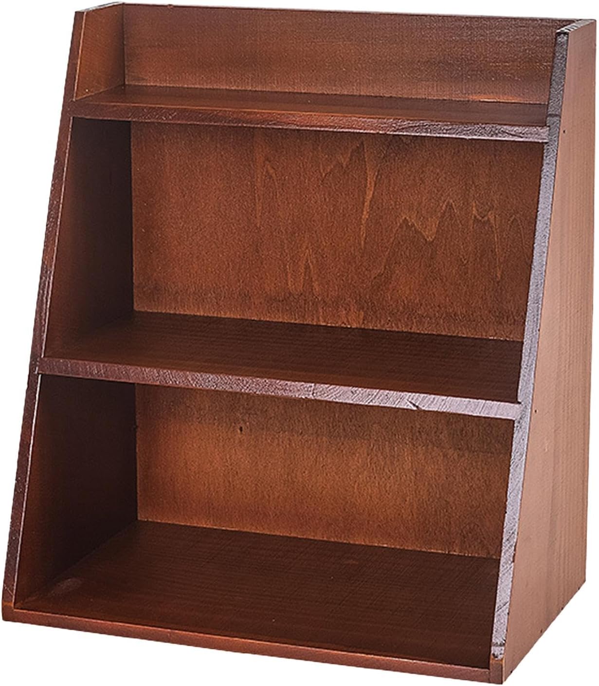 3 Tier Display Shelf, Wooden Vintage Desk Organizer, Desktop Display Rack, Space-Saving Organizer for Mugs, Tea Bags, Makeup and Condiment, Decorative Showcase for Office Home Kitchen Cabinet