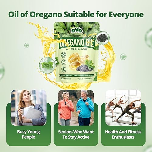 Miniatura 2 de Cápsulas blandas de aceite de orégano orgánico con aceite de semilla negra, 300 unidades, sin OMG, vegano, sin gluten, suplemento de carvacrol y