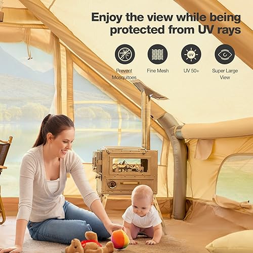 Miniatura 3 de YOLENY Tienda de campaña inflable extragrande, tiendas de campaña glamping, fácil instalación, 4 estaciones, resistente al viento, tienda de campaña