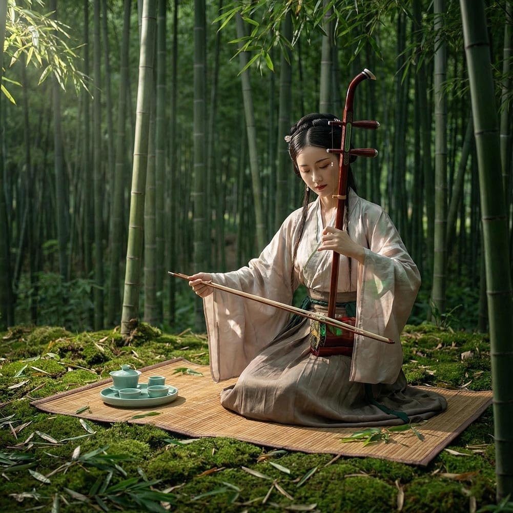 Erhu In Mogano Cinese, Strumento Musicale A Due Corde Simile A Un Violino, Con Accessori Per Principianti.(Red-A)
