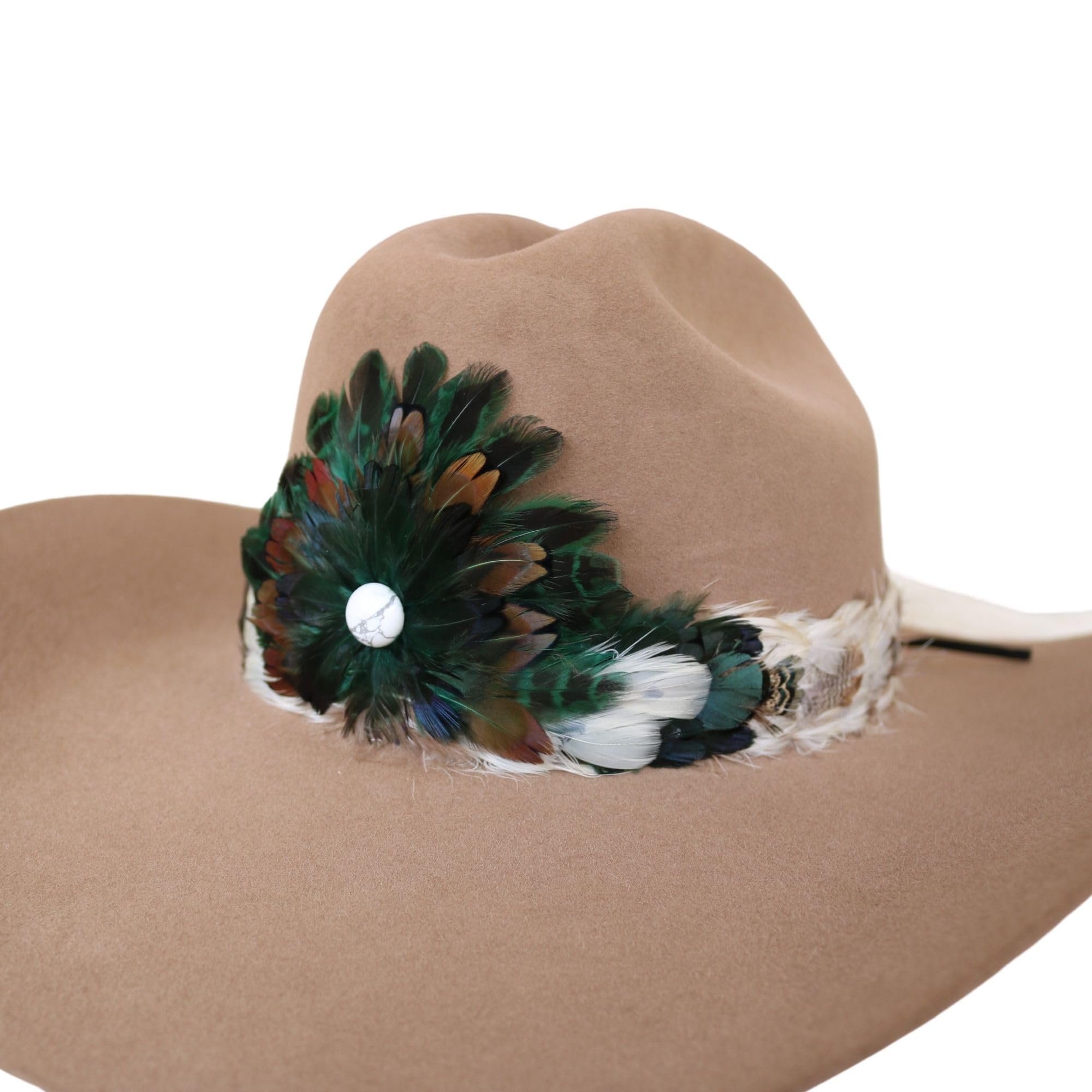 Genuine feather Hat Band, hat made of all natural fiber, Size Medium Embossed Leather Hat Band- Women main image 2