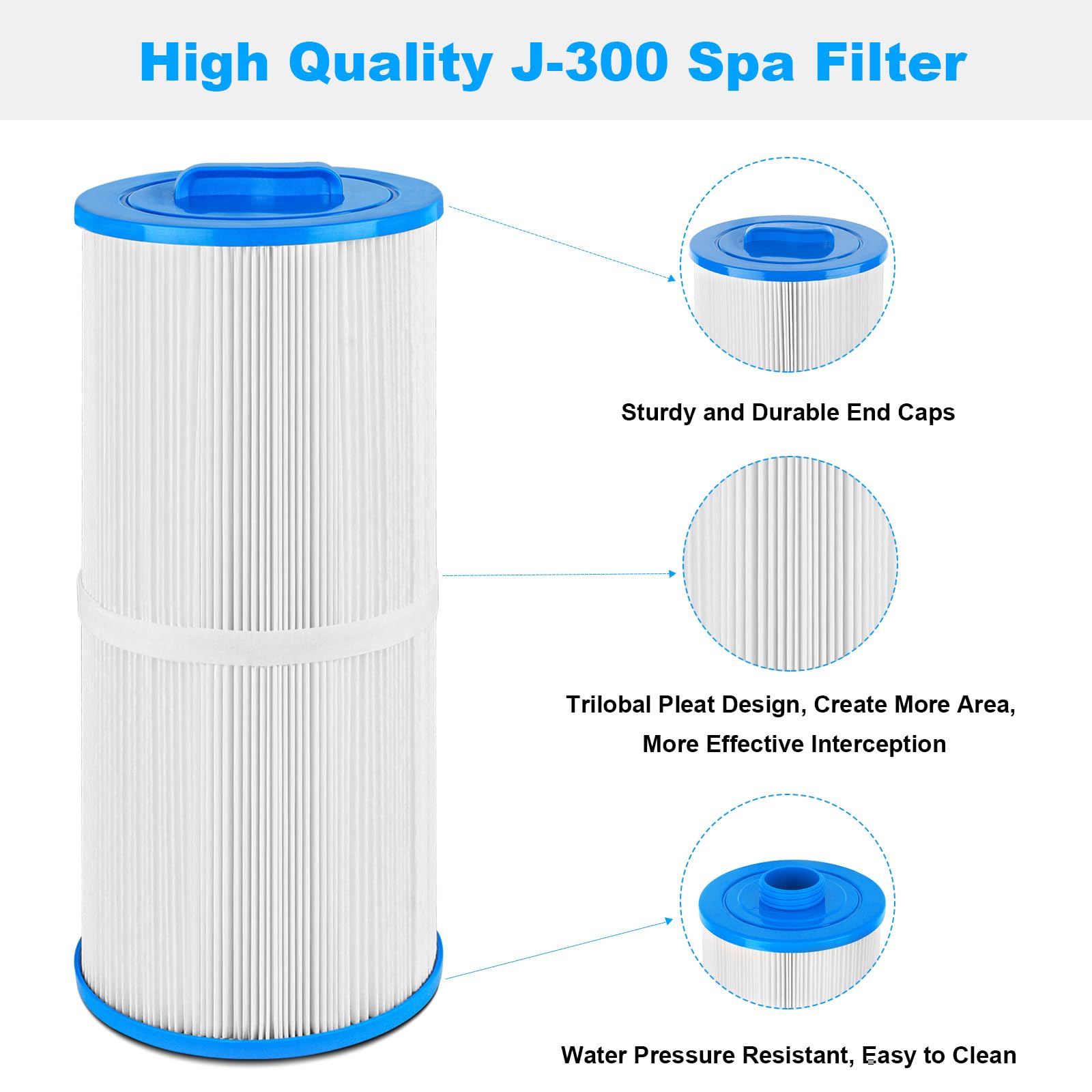 PLF6CH-960 - Filtro de Repuesto para Jacuzzi J-300, J400, PJW60TL-F2S, Filbur FC-2800, 6540-476, Filtro de SPA con Mango Cerrado (no se Puede Quitar) - 2 Unidades
