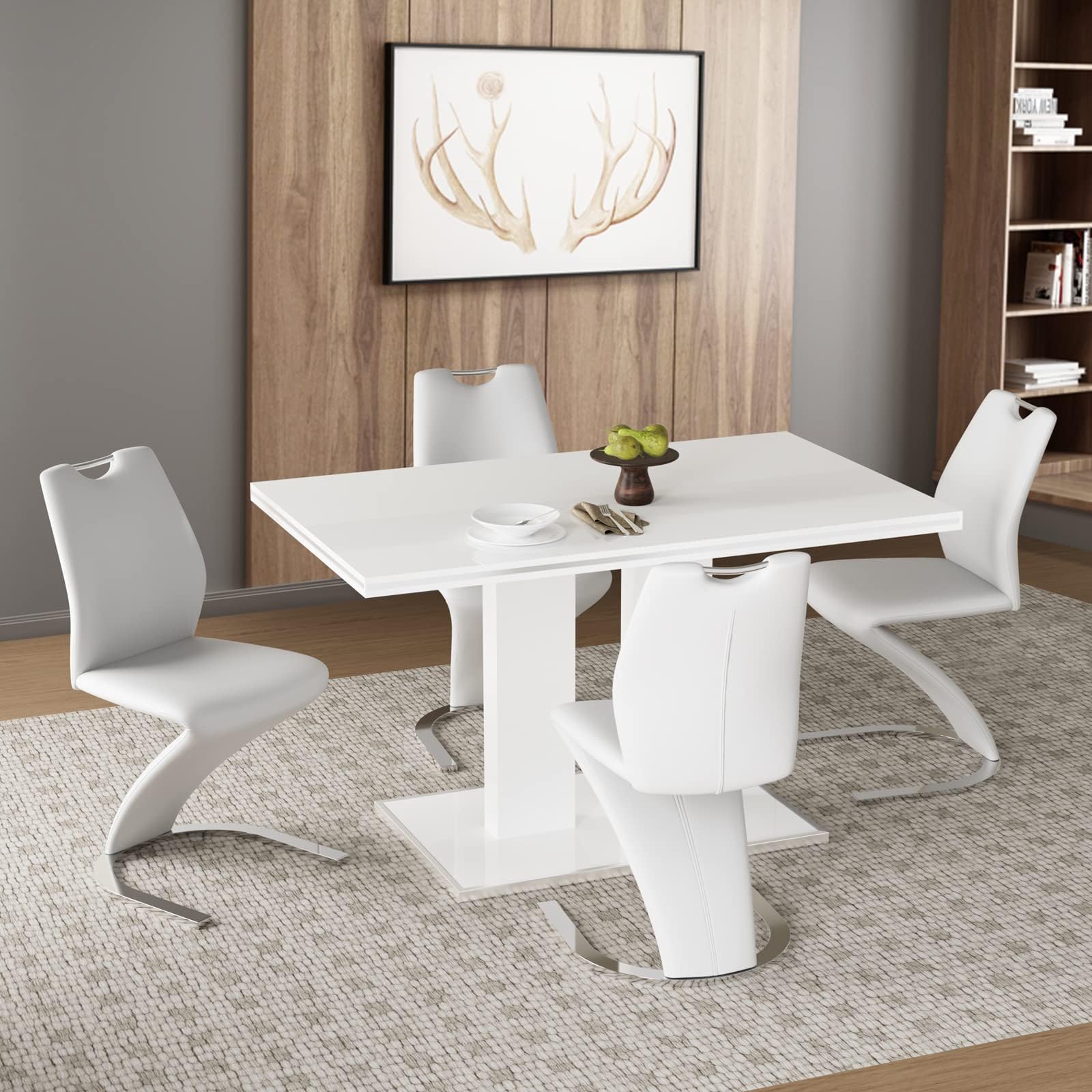 HIPIHOM Modern 47'' Kitchen Dining Table and Chairs for 4