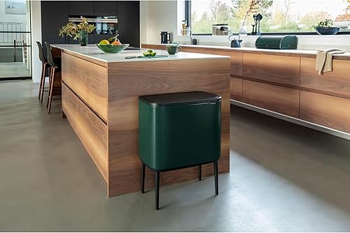 Vista 65 de Brabantia Bo - Cubo de basura – 1 cubo interior de 9.5 galones (acero mate FPP) cubo de basura para residuos/reciclaje, compartimento extraíble +