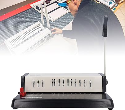 Binding Machine, Book Binding Machine Spiral Coil with Humanized Handle A4 13 Round Holes Manual Comb Machine 0.22in Round Hole Shape for Booklet