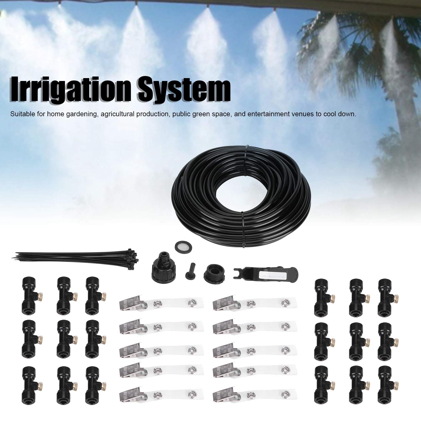 FLEXMAN Kit di Irrigazione a Goccia 19M, Kit di Irrigazione per Piante con Nebulizzazione da Patio, Kit di Irrigazione da Giardino con Testa Irrigatore in Ottone a Bassa Pressione