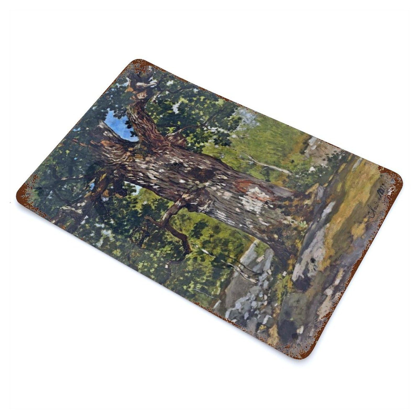 The Bodmer Oak by Monet Decorative Tin Sign 11.8"x7.9", Retro Wall Decor for Living Room, Hallway And Home Decor