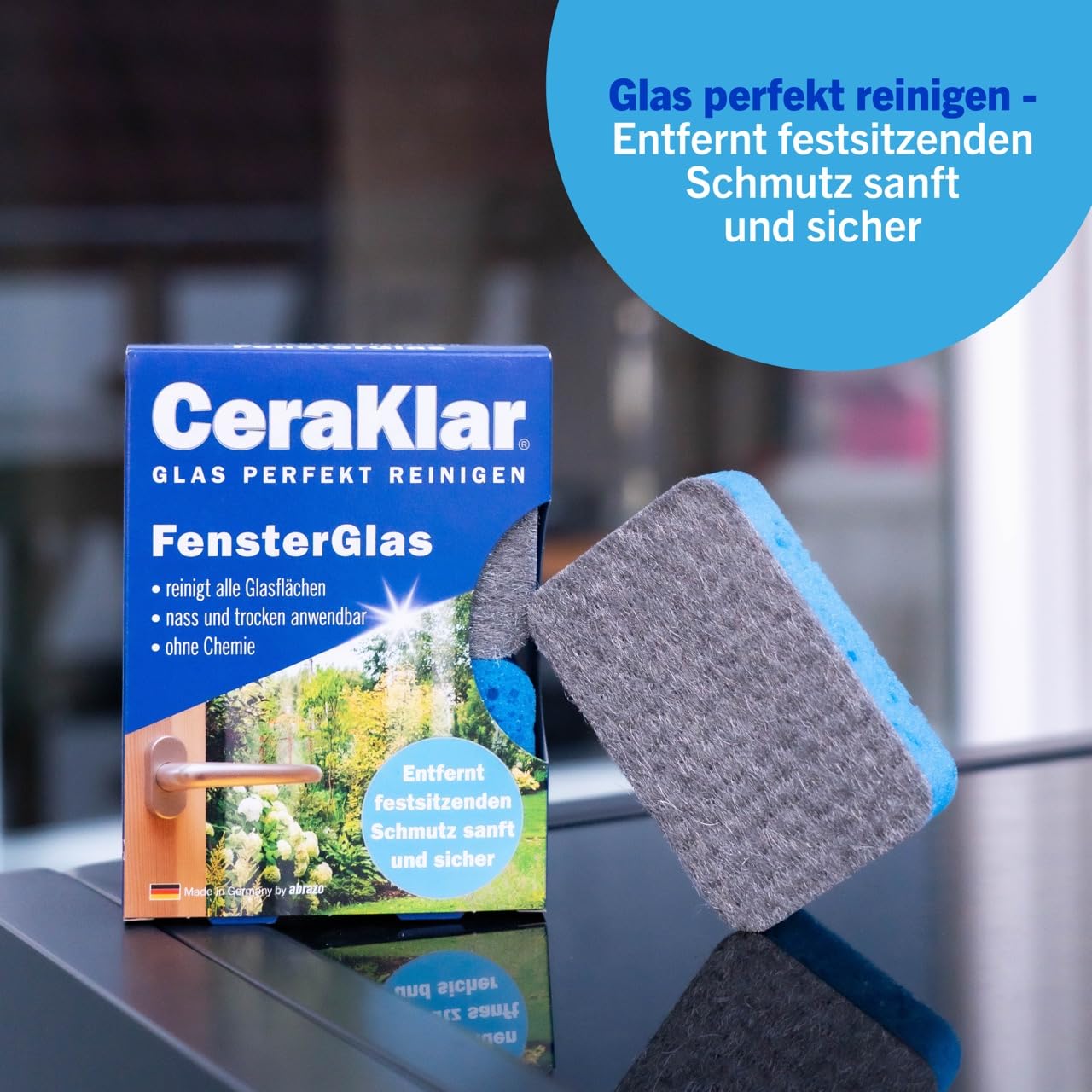 abrazo CeraKlar FensterGlas - 16 Glasreiniger, 8x2 Stk. - Scheibenreiniger f. kratzfreie, gründl. Scheibenreinigung, Glasreiniger Fenster & Echtglas
