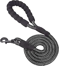 Neville Premium and Strong 5 feet Long Dog Collar Leash for Large Dogs with Padded Handle and Highly Reflective Straps Dogs Perfect for Harness and Neck Collar Belts (15 to 80 kgs) Black