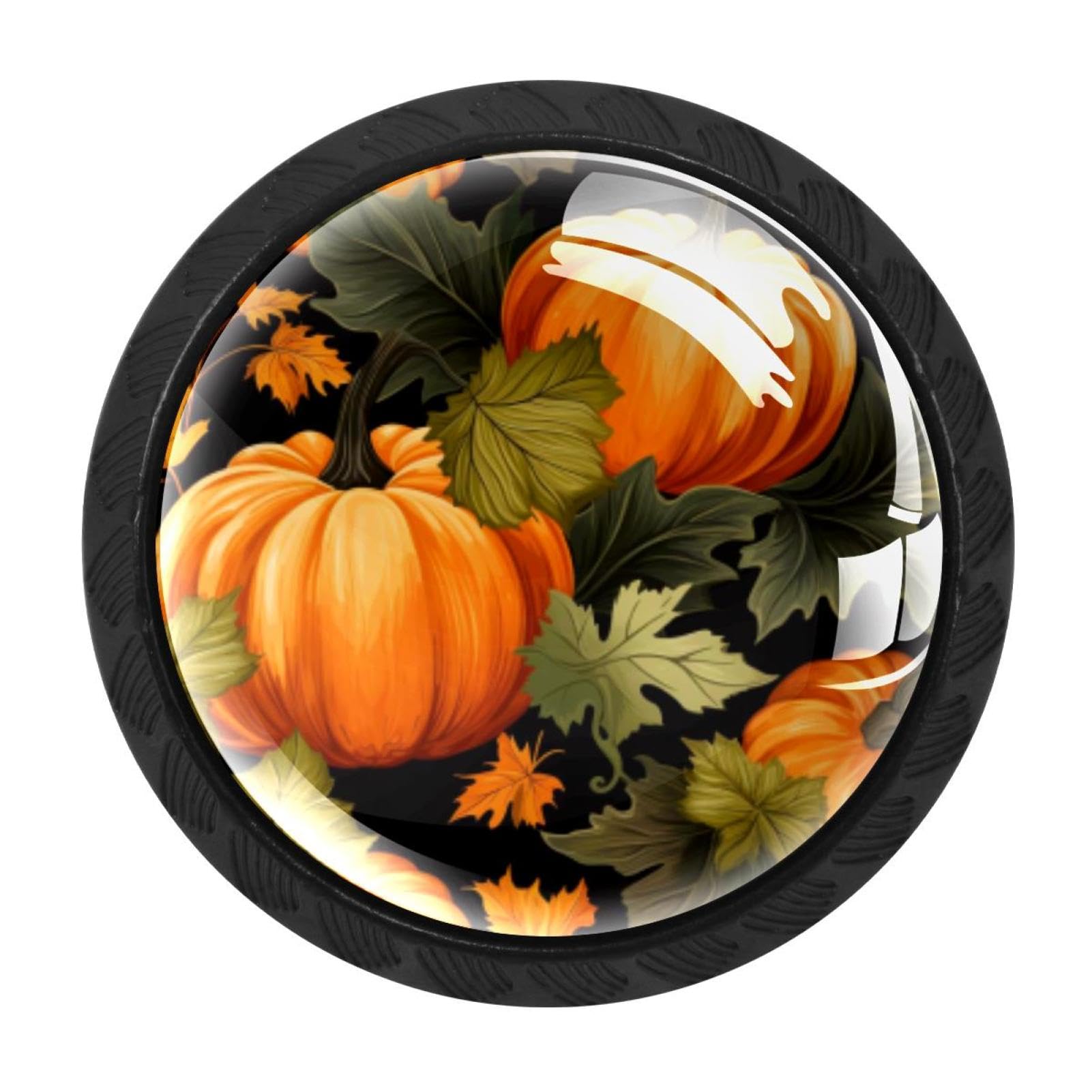 CHENZZZZ 4 pcs Thanksgiving Pumpkin Cabinet Knobs Crystal Drawer Pulls for Kitchen, Bathroom Cabinet, Dresser and Cupboard