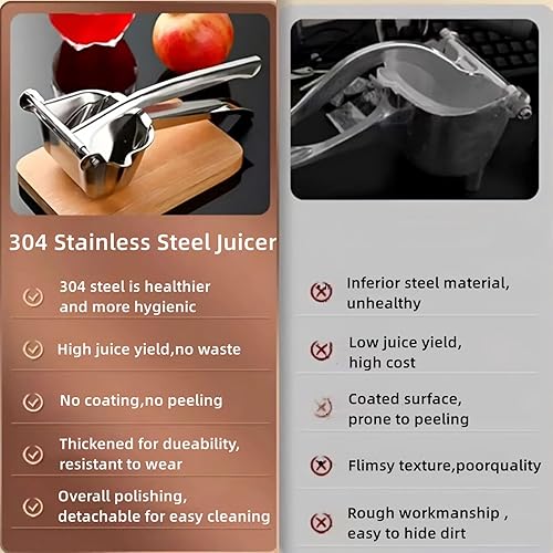 Miniatura 7 de Stainless SteelFresh Fruit Juice Extractor - Lemon Squeezer Manual,Heavy DutyHand Press with Ergonomic Grip for Orange Citrus Pomegranate Lime