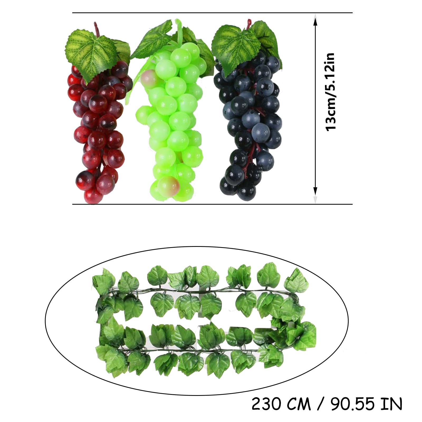 7 Grappoli di Uva Artificiale Simulazione, Realistica Decorazione da Appendere, Uva Plastica Decorazione Artificiale, per Frutta Prop, Frutta Decorativa